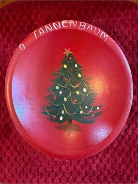 Weston Bowl Mill Tannenbaum Hand Painted Christmas Tree Wooden Bowl 8” Red USA